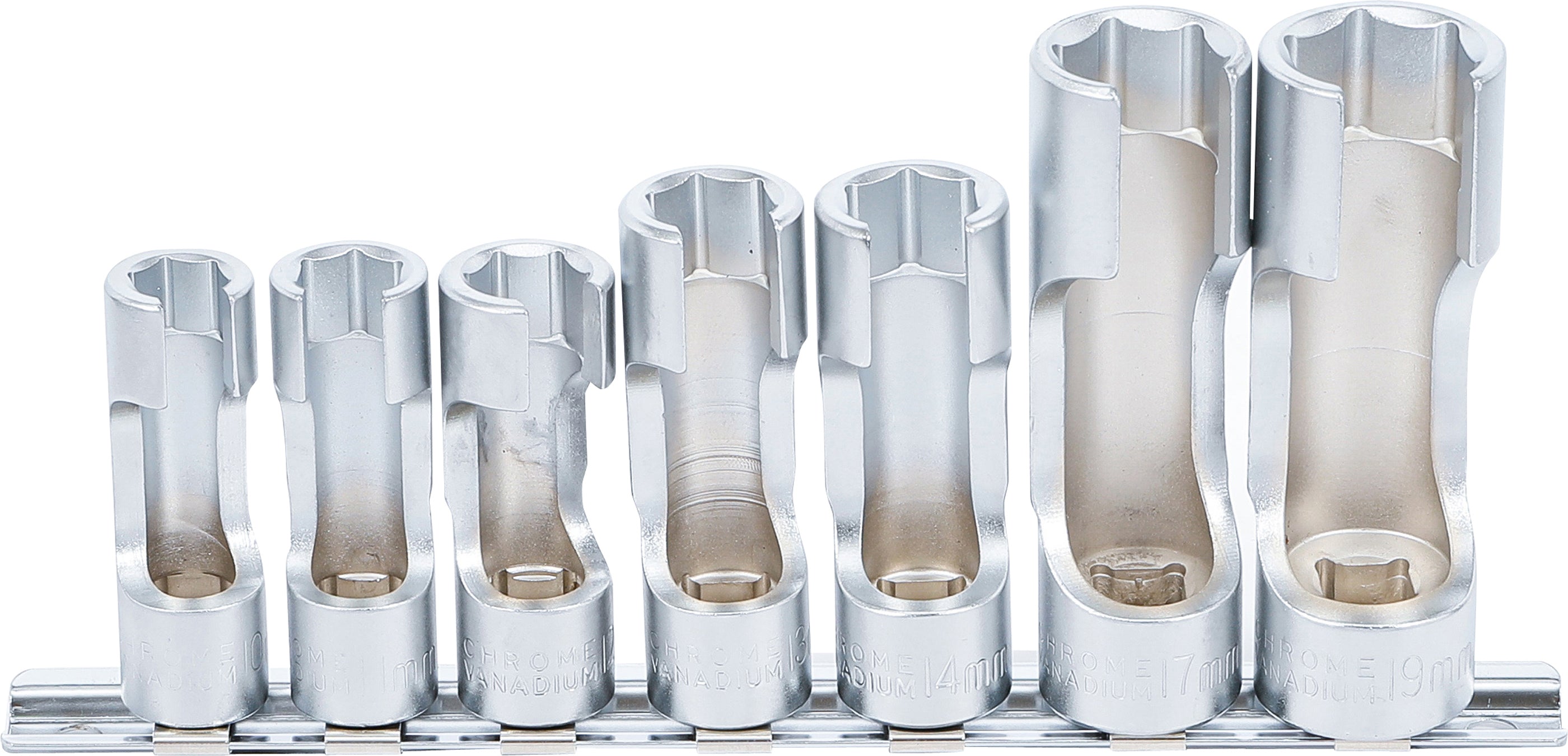 Special-Hylsa-sats, slitsad | 10 mm (3/8") | 10 - 19 mm | 7 delar