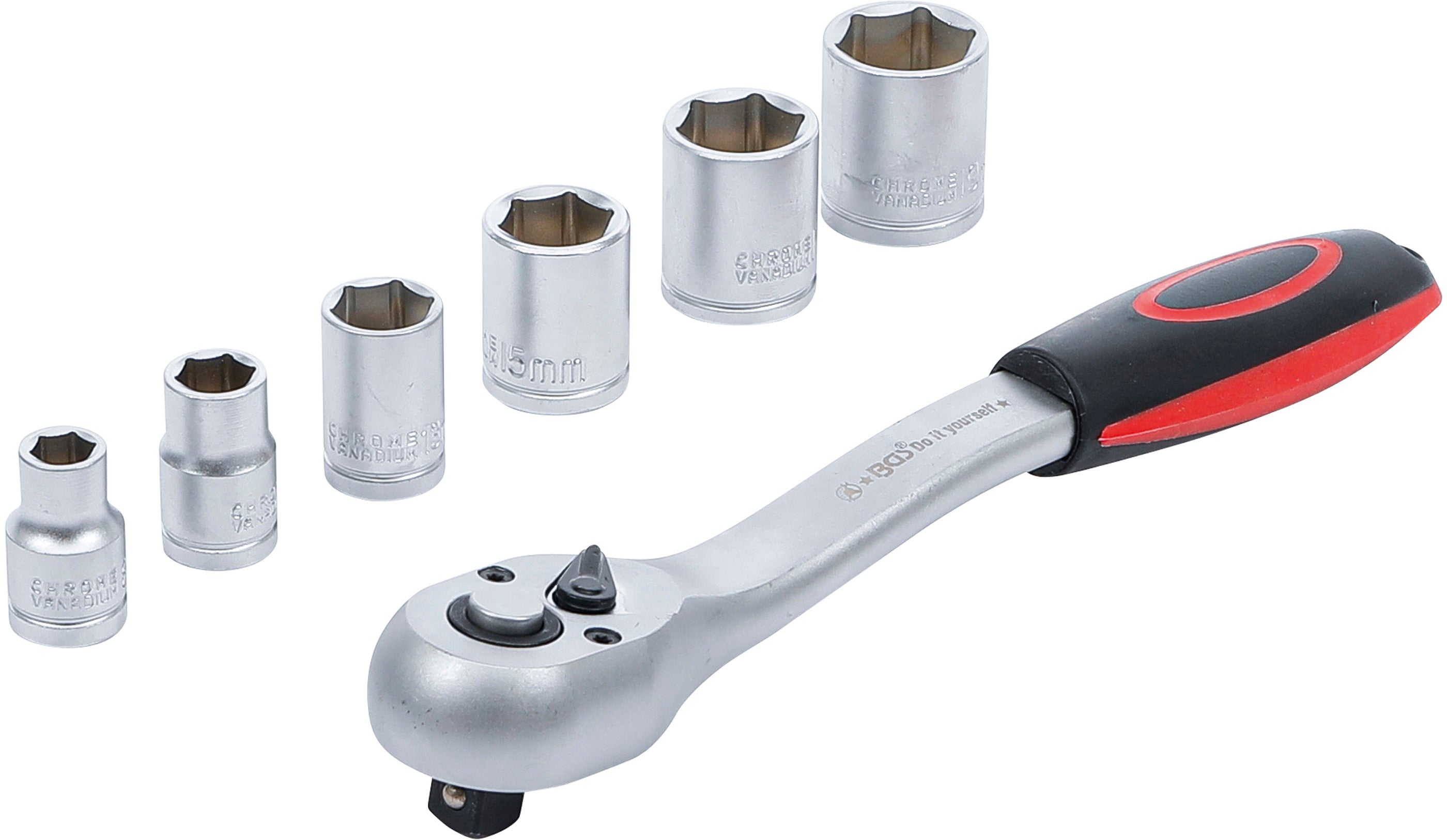 Hylsnyckel-sats | 10 mm (3/8") | 8 - 19 mm | 7 delar