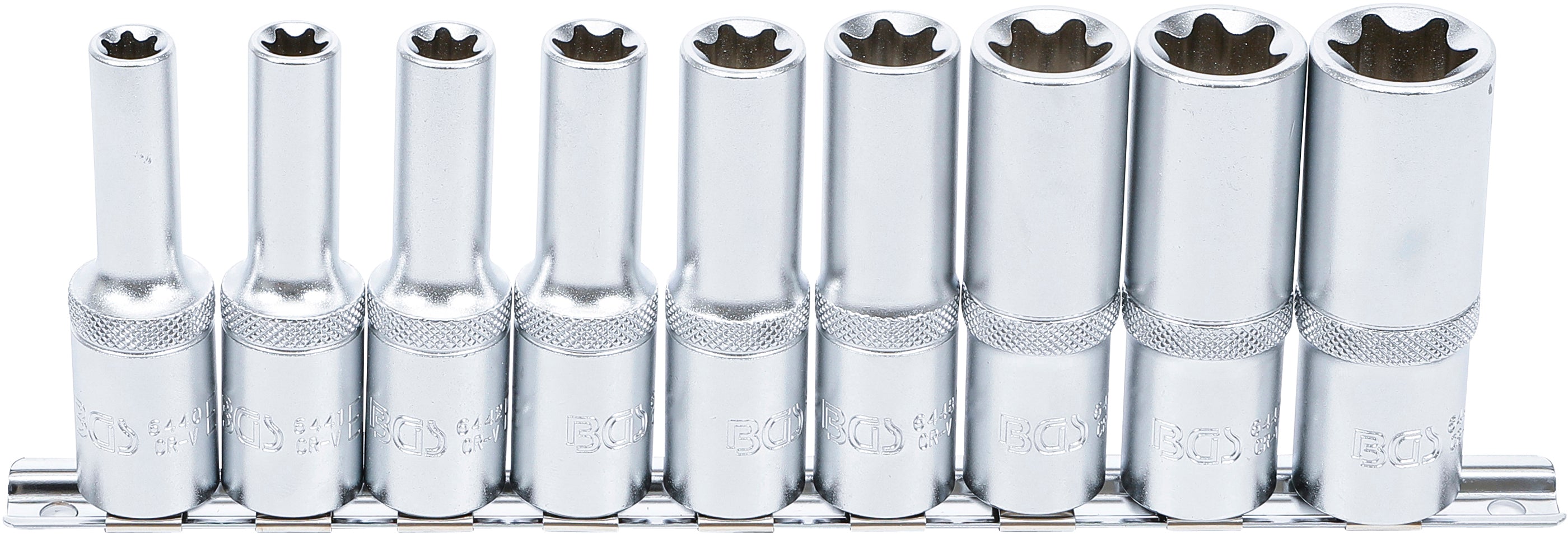 Hylsa-sats E-Profil, djup | 12,5 mm (1/2") | E10 - E24 | 9 delar