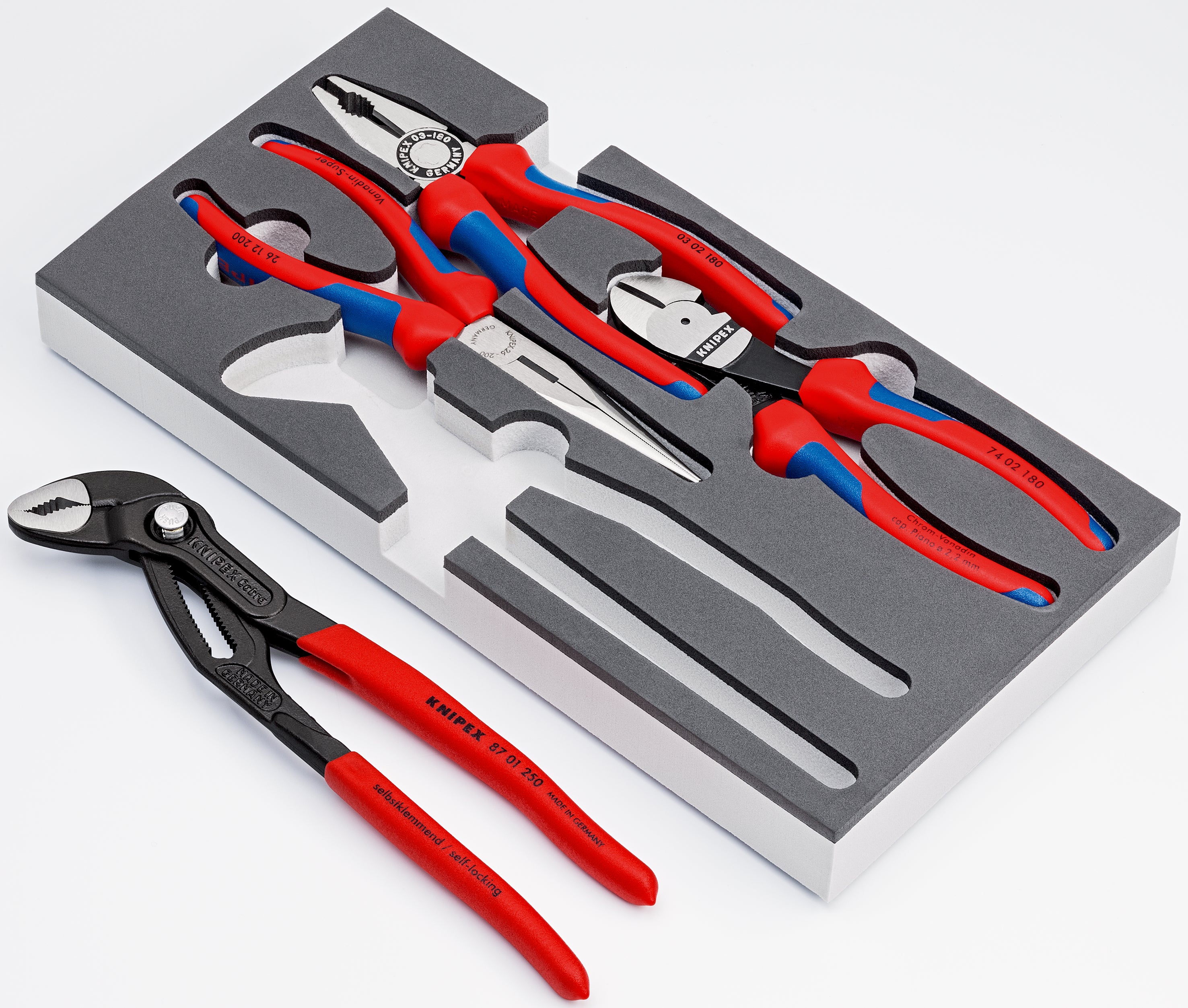 KNIPEX Set tänger i skumplastinlägg