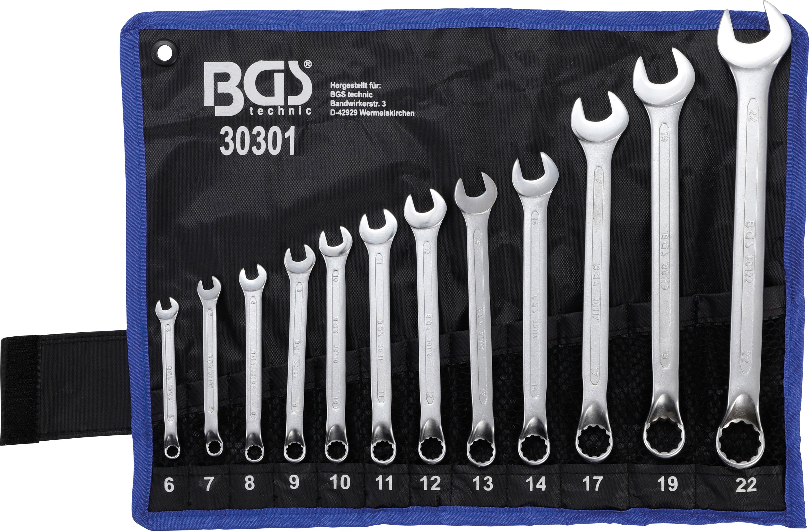 U-ringnyckel-sats | Bockad | 6 - 22 mm | 12 delar