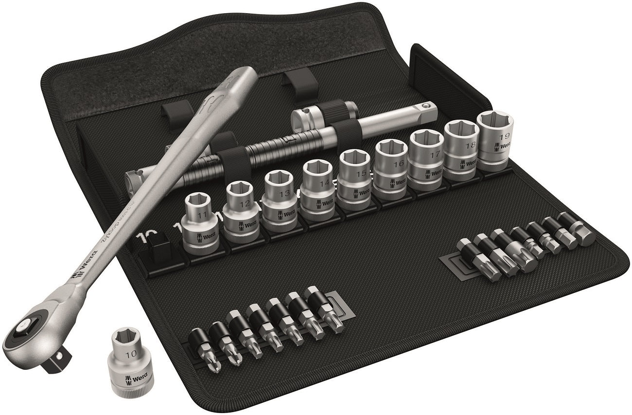 WERA 8100 SC 8 Zyklop Metal Ratchet Set with switch lever, 1/2" drive, metric 8004 C 1 x 1/2"x281,0;