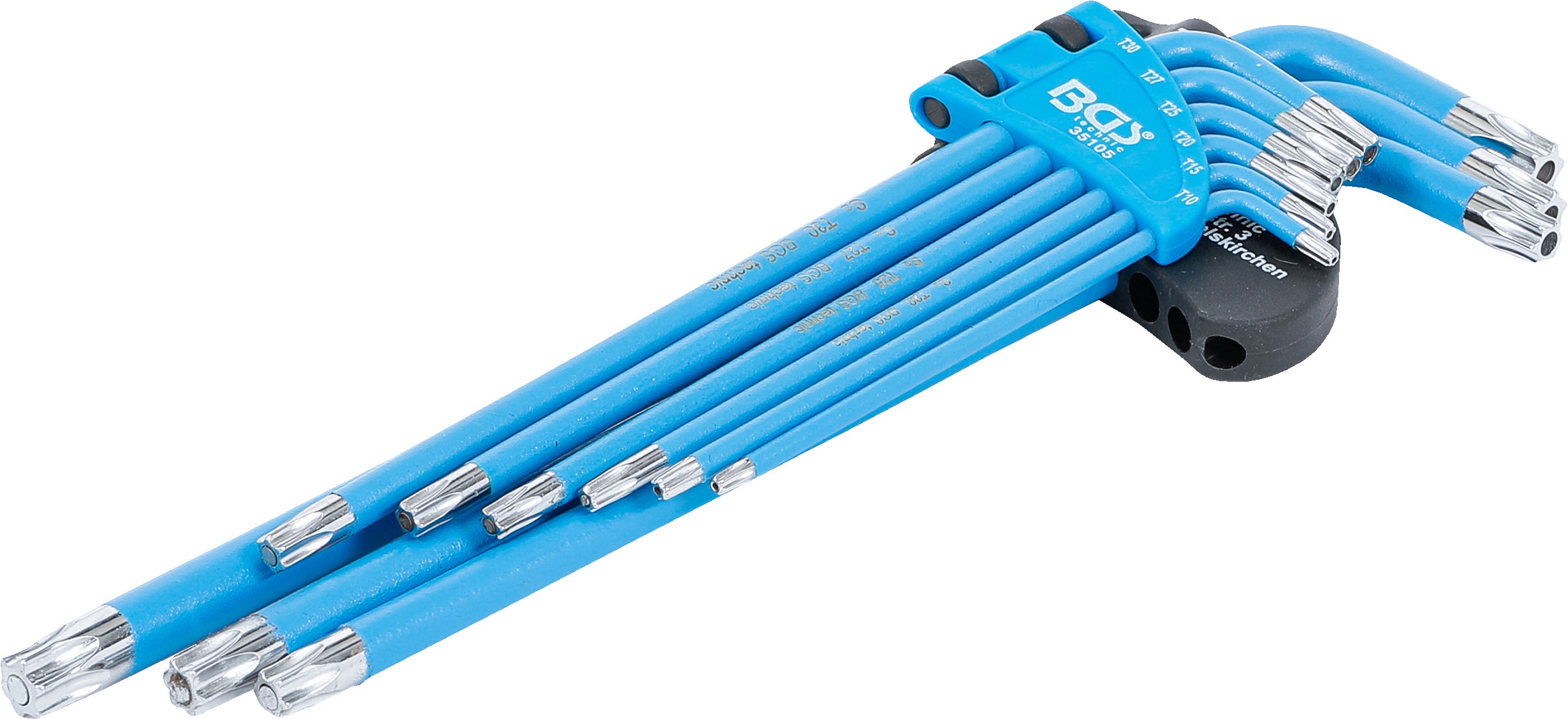 Vinkelnyckel-sats | T-Profil (för Torx) / T-Profil (för Torx) med borrning T10 - T50 | 9 delar