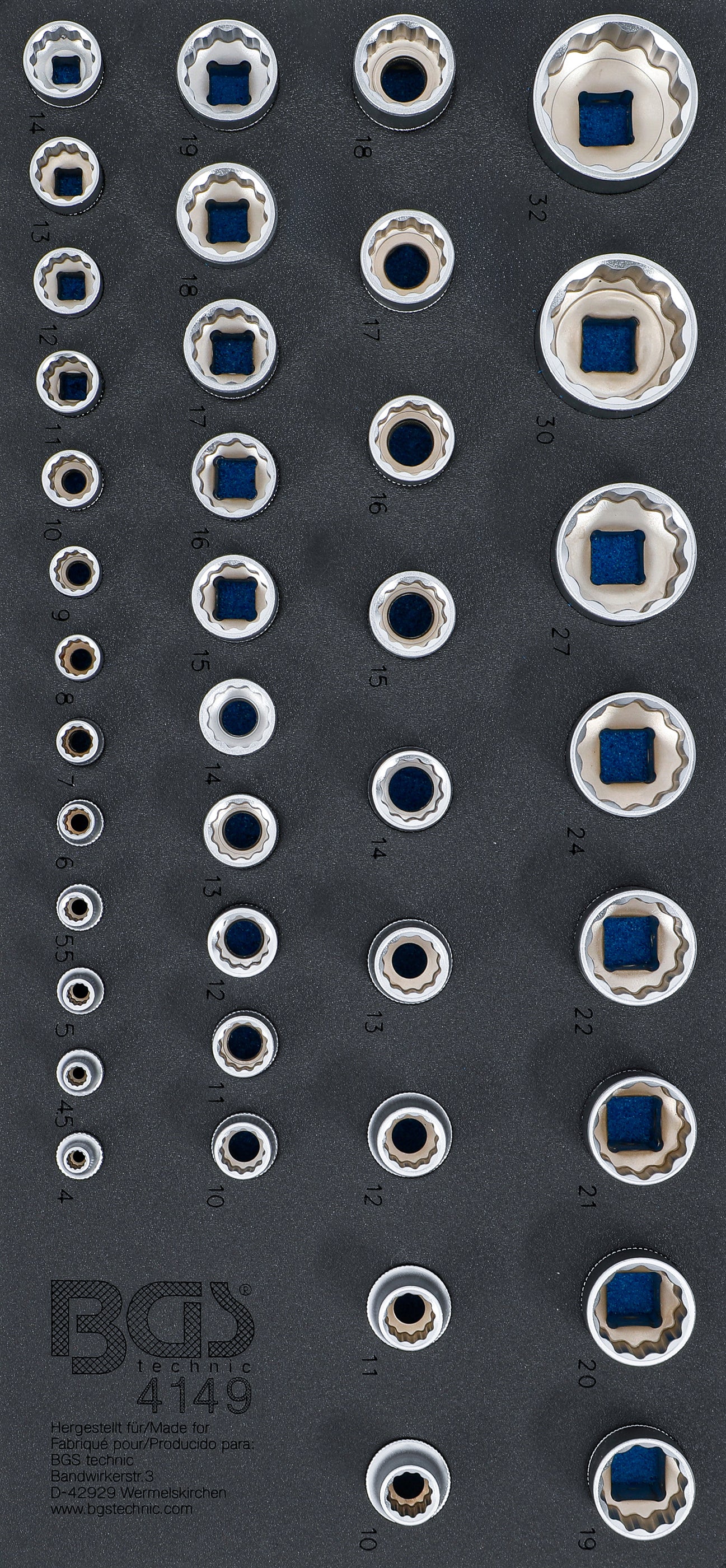 Verkstadsvagninlägg 1/3: Hylsor tolvkant | 6,3 mm (1/4"), 10 mm (3/8"), 12,5 mm (1/2") | 40 delar