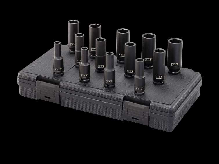 M7 LÄnga krafthylsor i set 1/2" 10-12-13-14-15-17-19-21-24-27mm