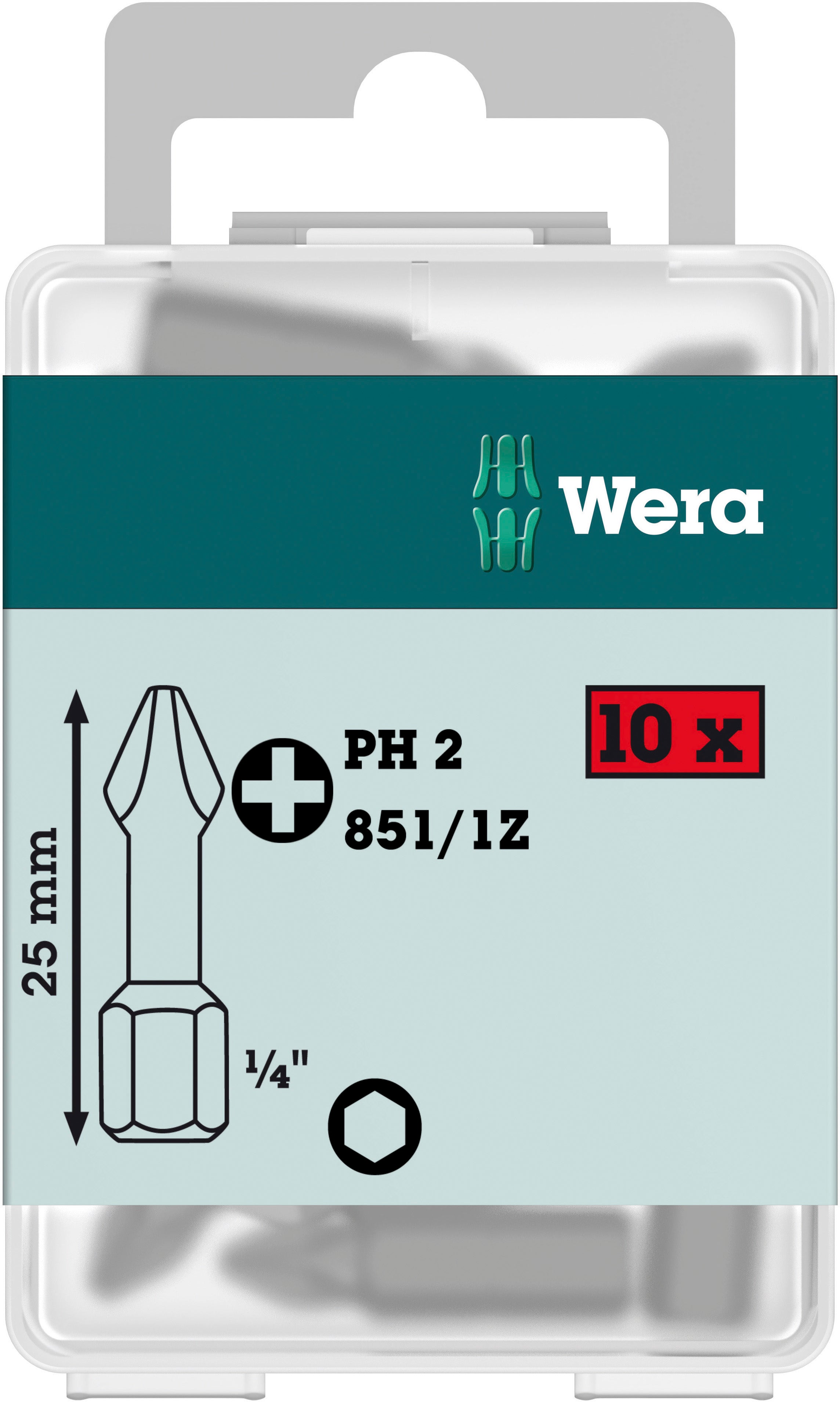 WERA 851/1 Z PH 2 x 25 mm DIY-Box Bits for Phillips screws DIY-Box 851/1 Z PH 10 x PH 2x25;