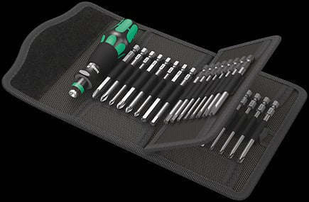WERA Kraftform Kompakt 62 Pouch with 89 mm bits 816 R 1 x 1/4"x119;857/4 Z Spanner 1 x 4x89; 1 x 6x8