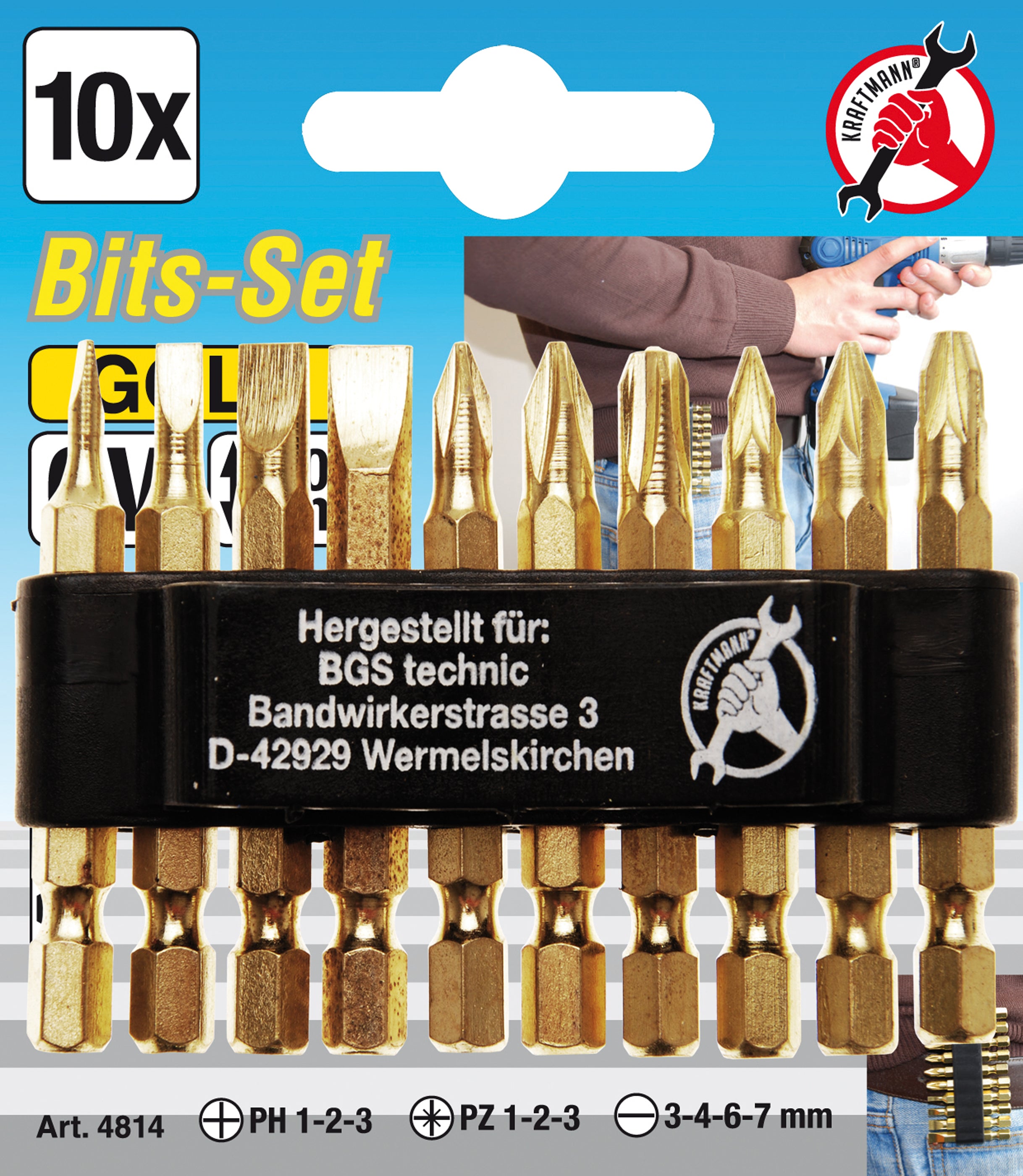 Bit-sats | "Gold" | Yttre sexkant 6,3 mm (1/4") | 10 delar