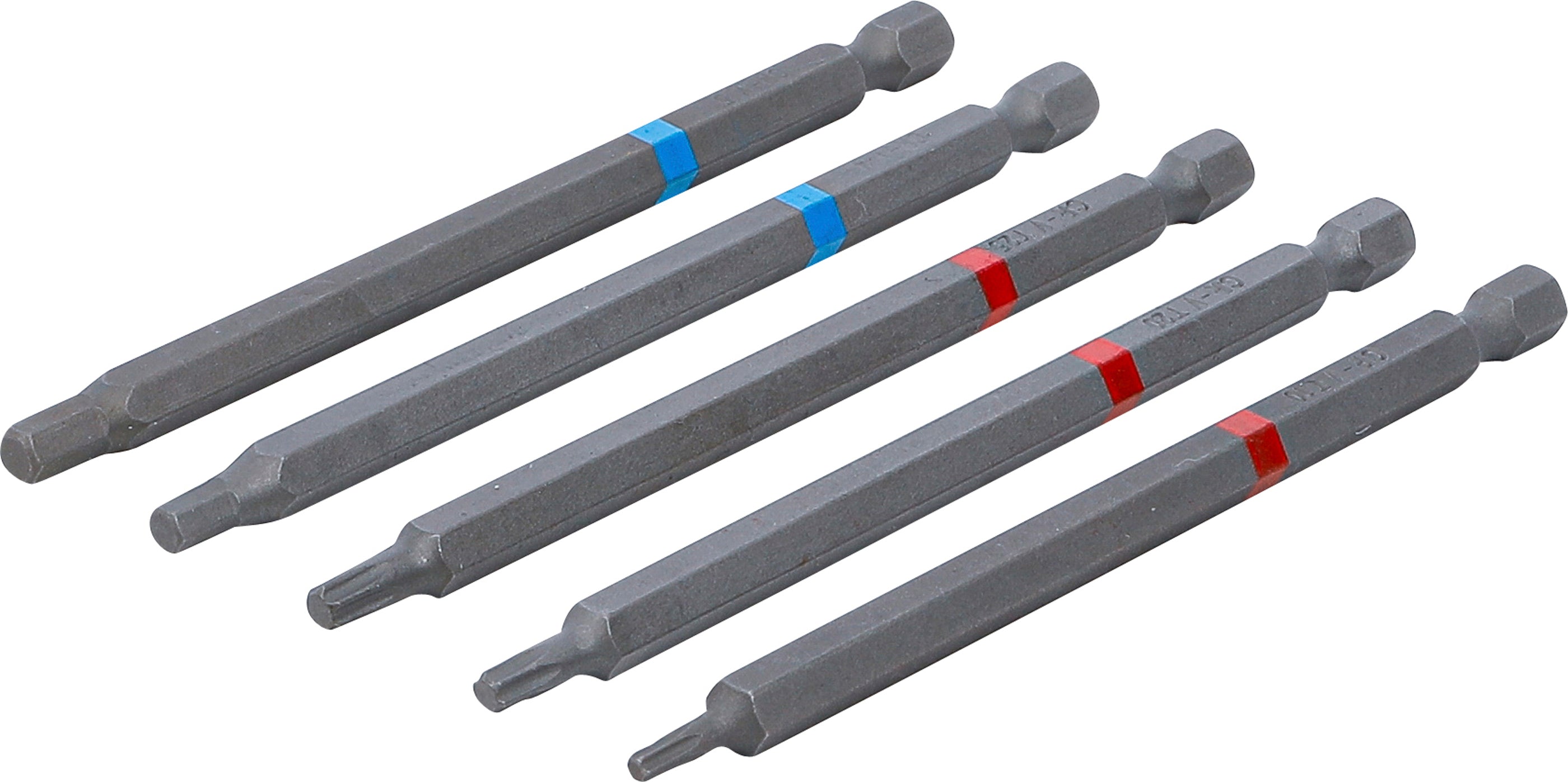 Bit-sats | Yttre sexkant 6,3 mm (1/4") | Inre sexkant, T-Profil (för Torx) | Längd 110 mm | 5 delar