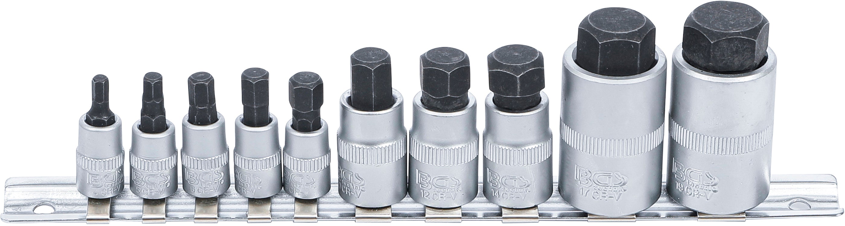 Bit-Insats-sats | extra kort | Inre sexkant 4 - 19 mm | 10 delar