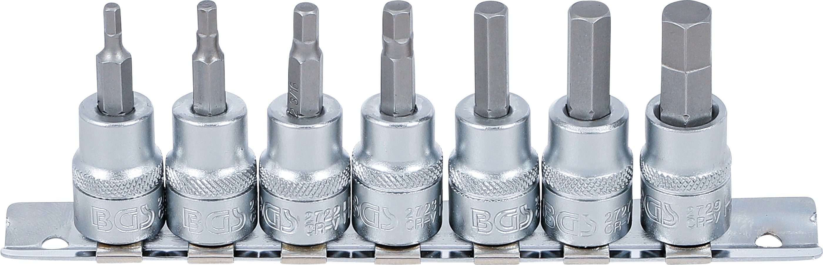 Bit-Insats-sats | 10 mm (3/8") | Inre sexkant 1/8" - 3/8" | Tumsstorlekar | 7 delar