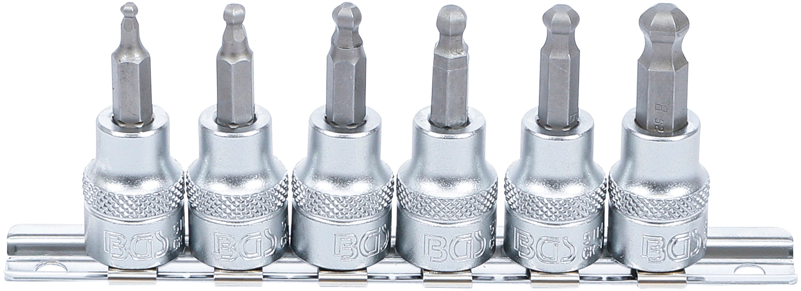 Bit-Insats-sats | 10 mm (3/8") | Inre sexkant med kulhuvud 3 - 8 mm | 6 delar