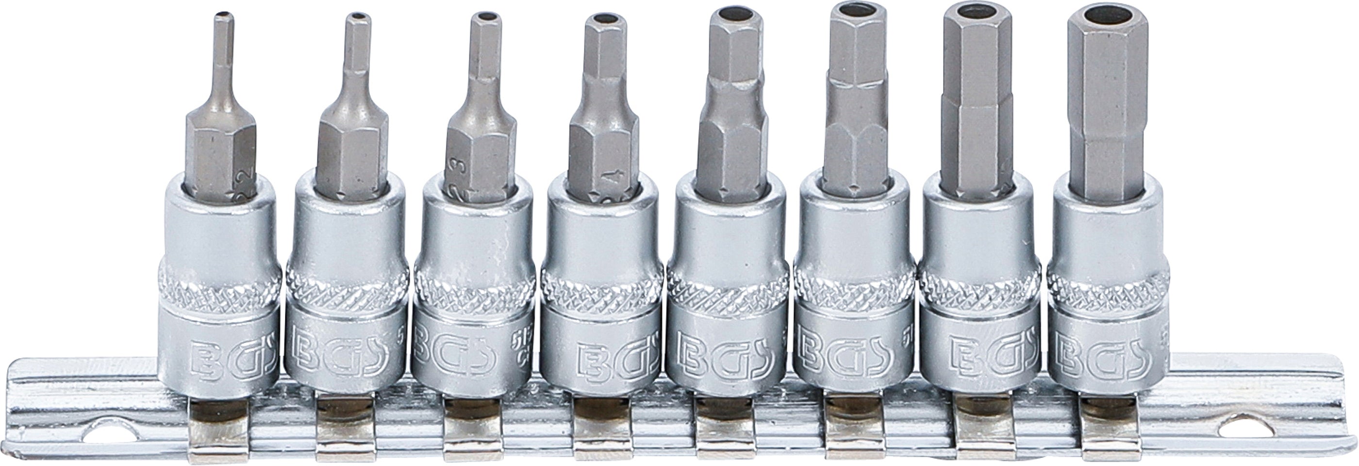 Bit-Insats-sats | inre fyrkant 6,3 mm (1/4") | Inre sexkant med 2 - 7 mm hål | 8 delar