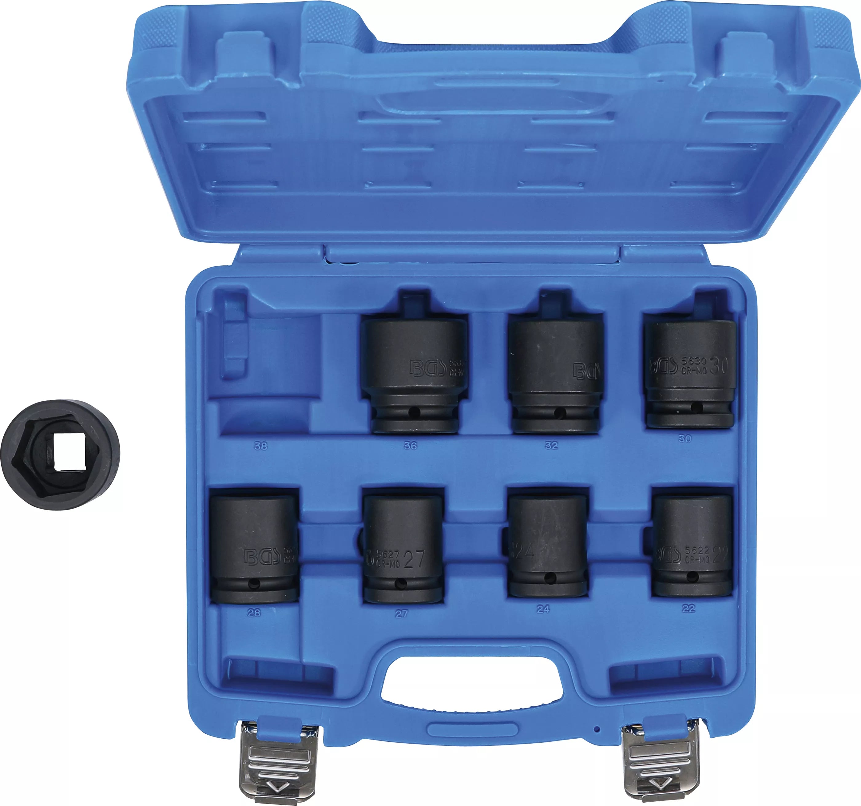 Krafthylsa-sats | 20 mm (3/4") | 22 - 38 mm | 8 delar