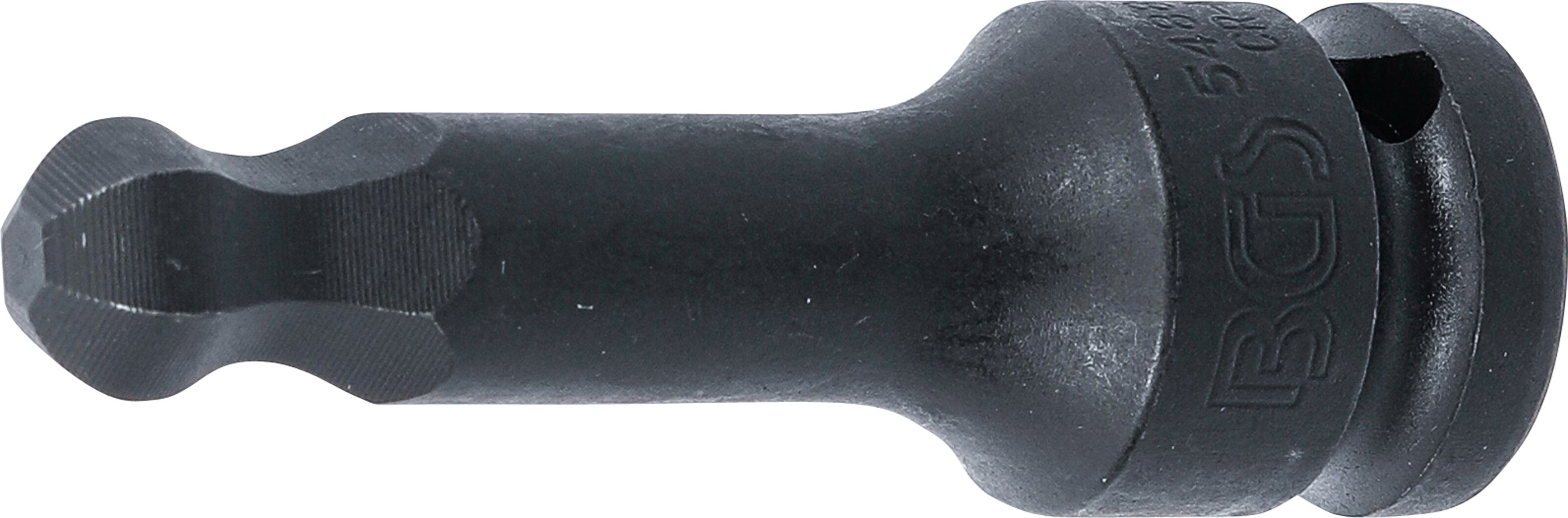 Kraft-Bit-Insats | Längd 75 mm | 12,5 mm (1/2") | Inre sexkant med kulhuvud 12 mm
