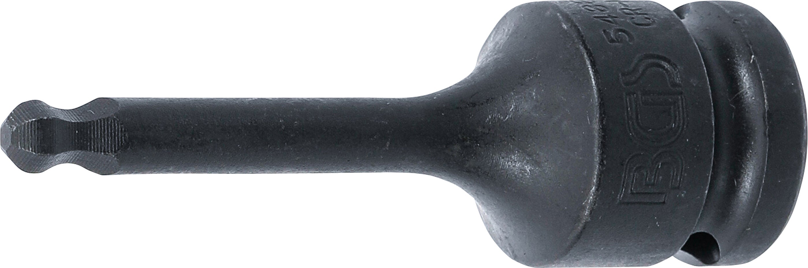 Kraft-Bit-Insats | Längd 75 mm | 12,5 mm (1/2") | Inre sexkant med kulhuvud 6 mm