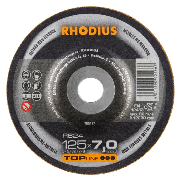 RHODIUS RS24 Slipskiva ALU 125x7,0x22,23 (25/förp)