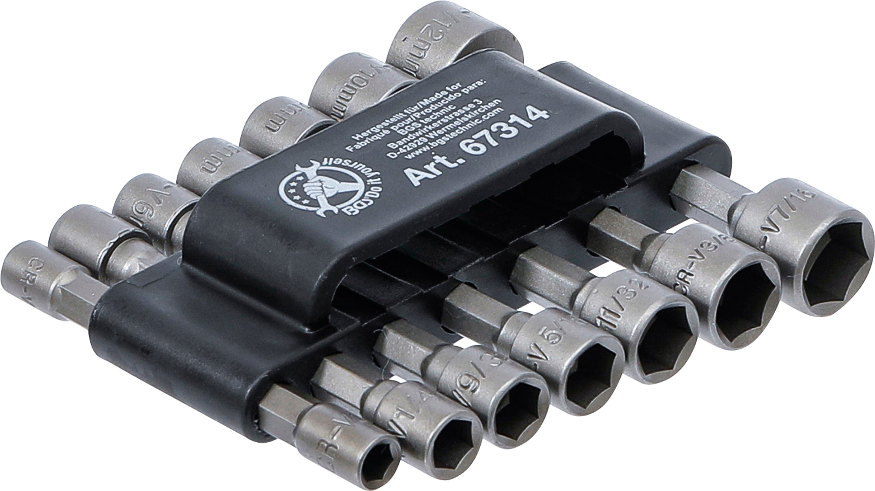 Hylsnyckel-/bitsats | Fäste yttre sexkant 6,3 mm (1/4") | Metrisk + Tum | 14 delar