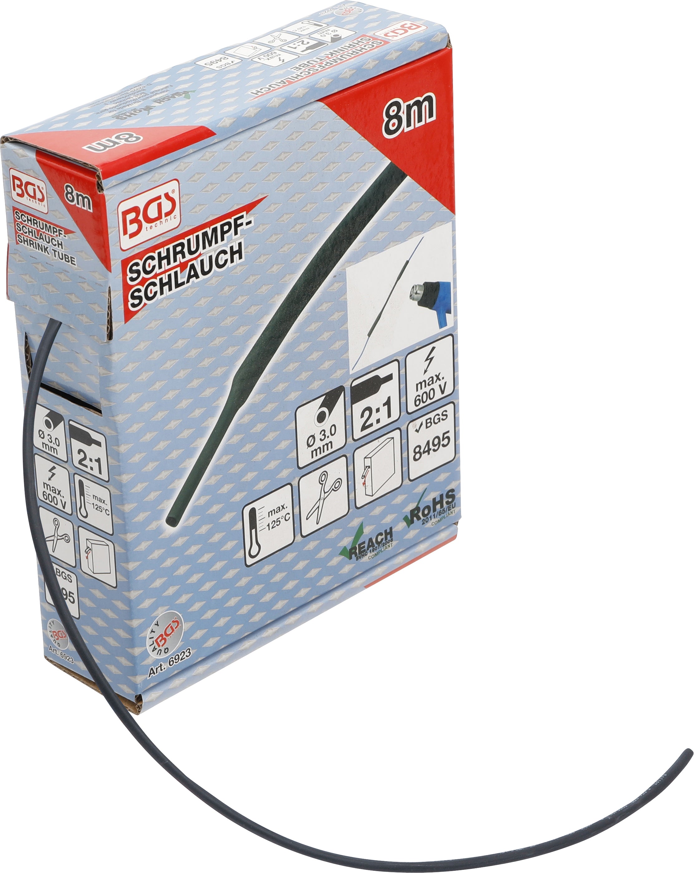 Krympslang-box | svart | Ø 3 mm | 8 m