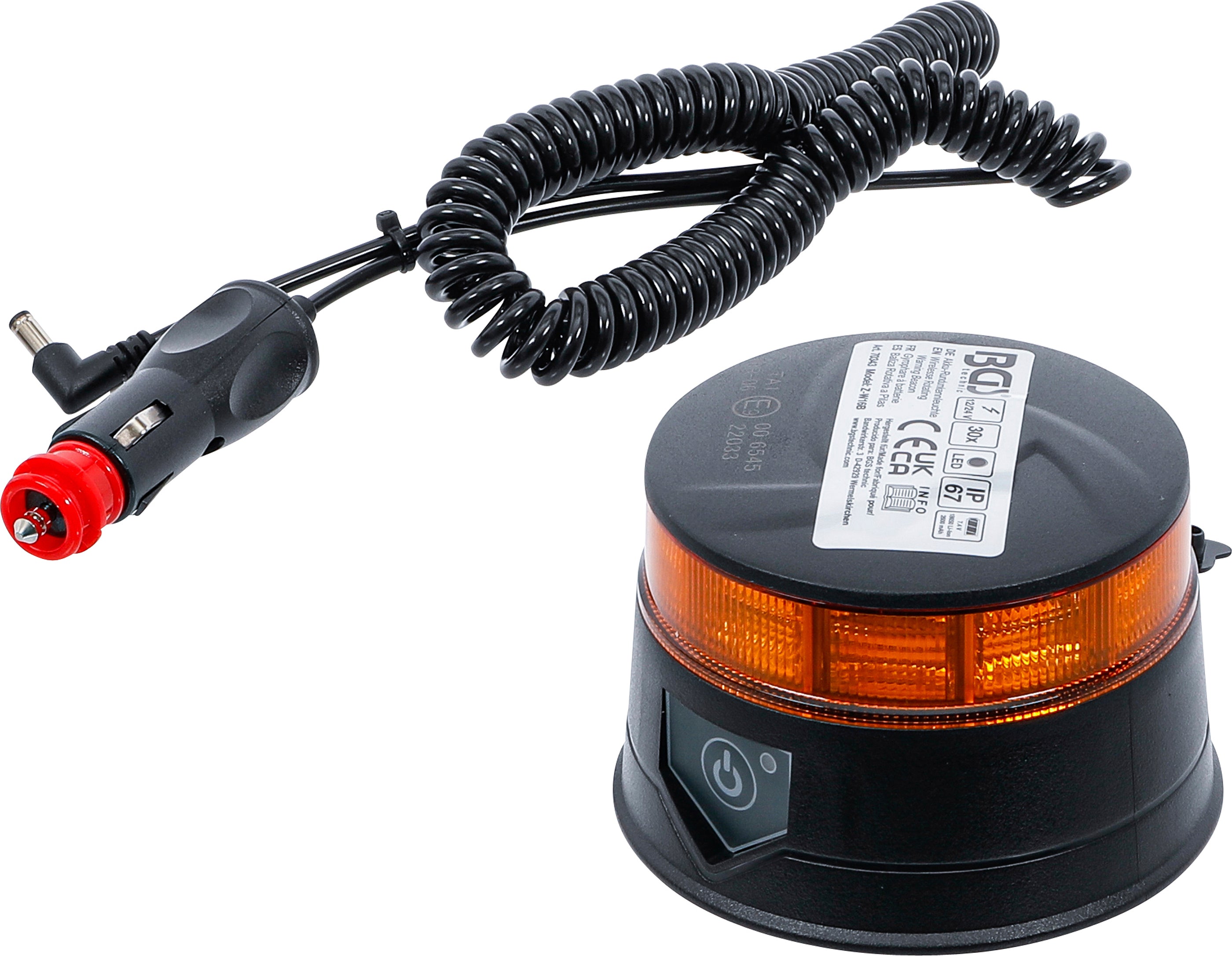 Batteri roterande strålkastare | gul | med magnet | 12 V / 24 V | Ø 130 mm