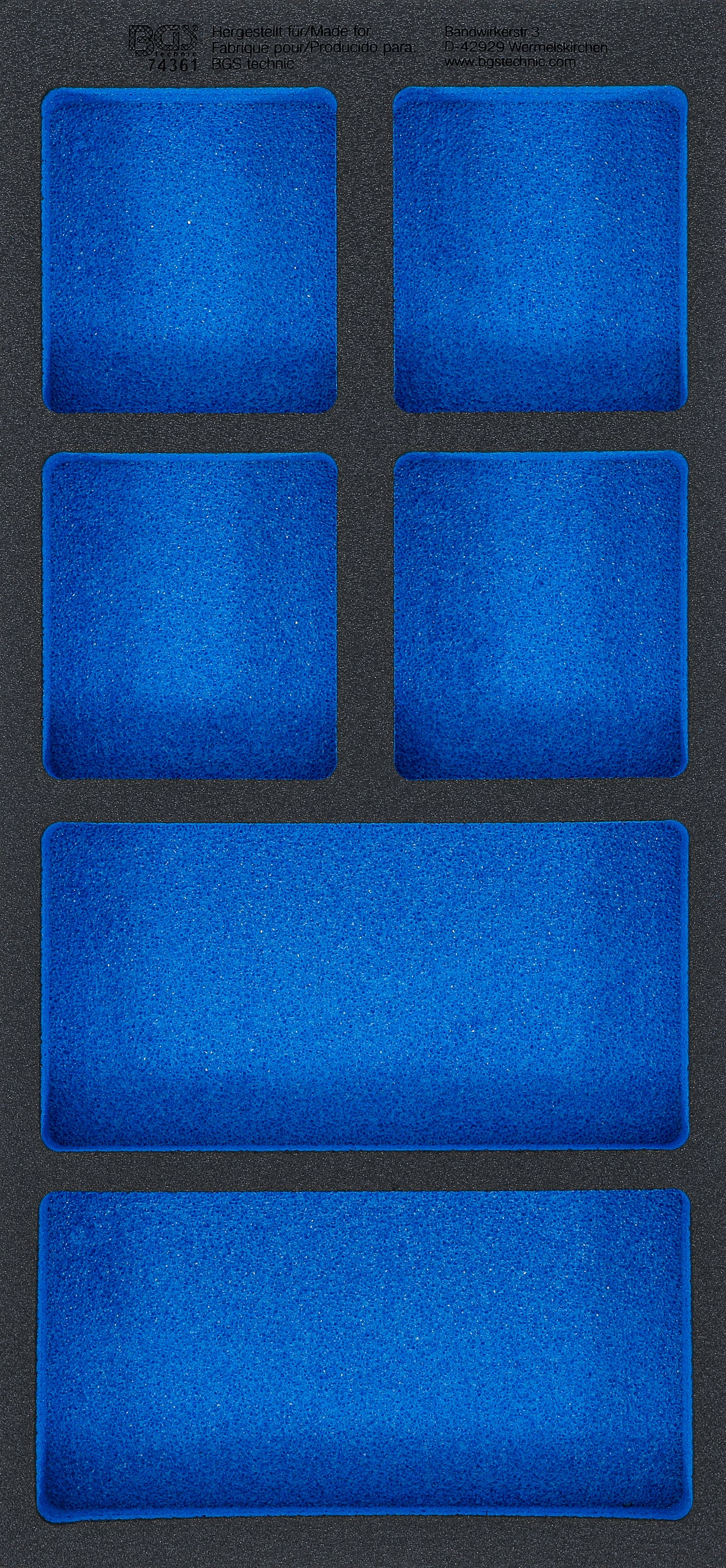 Verkstadsvagninlägg 1/3, tom: 6 Förvarignsfack | 408 x 189 x 32 mm