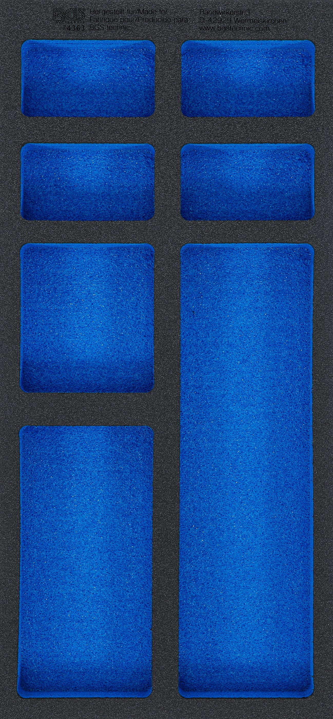 Verkstadsvagninlägg 1/3, tom: 7 Förvarignsfack | 408 x 189 x 32 mm