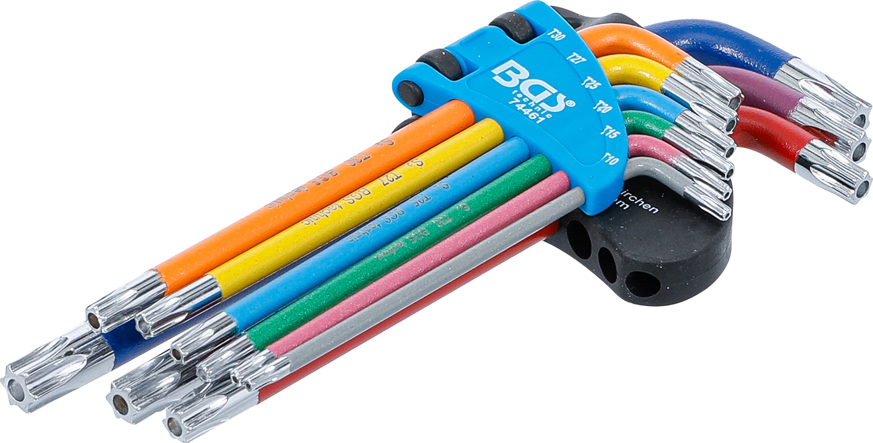 Vinkelnyckel-sats | Multicolour | T-Profil (för Torx) med borrning T10 - T50 | 9 delar