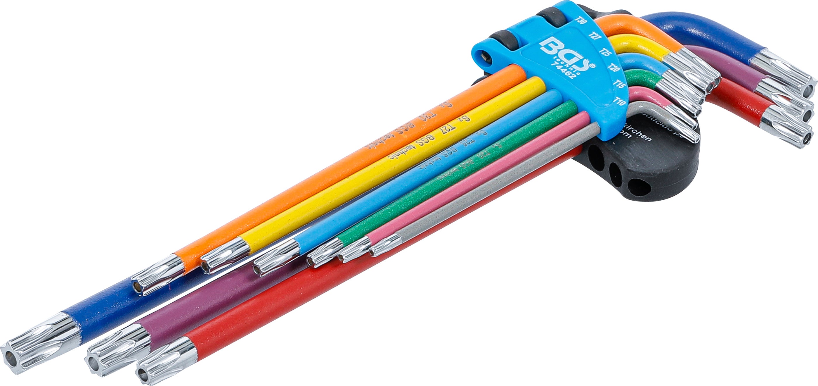 Vinkelnyckel-sats | Multicolour | extra lång | T-Profil (för Torx) med borrning T10 - T50 | 9 delar