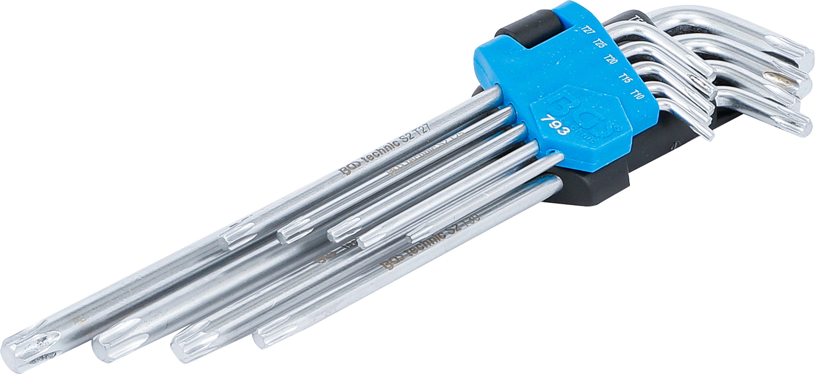 Vinkelnyckel-sats | extra lång | T-Profil (för Torx) T10 - T50 | 9 delar