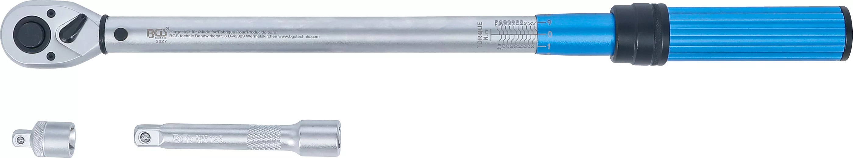 Momentnyckel-sats | Adapter + Förlängning | 12,5 mm (1/2") | 40 - 220 Nm | 3 delar