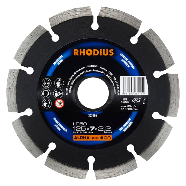RHODIUS Diamantkapklinga LD 50 125x7x2,2x22,23