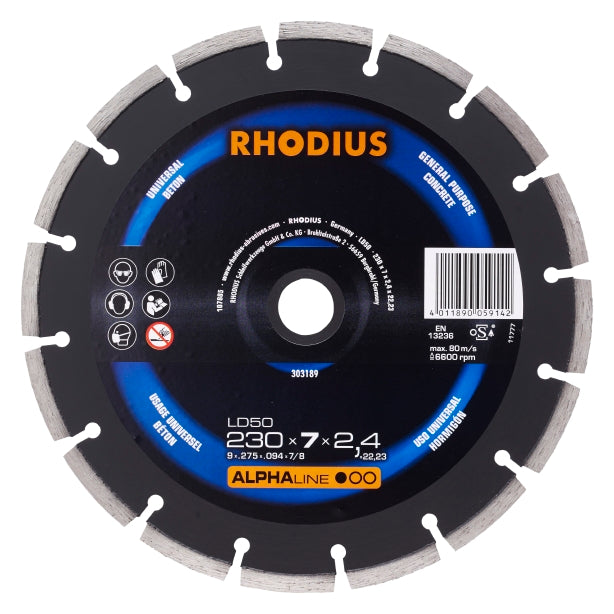 RHODIUS Diamantkapklinga LD 50 230x7x2,4x22,23