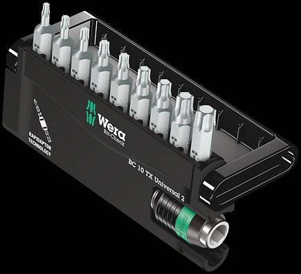WERA Bit-Check 10 TX Universal 2 Bits assortment 888/4/1 K 1 x 1/4"x50;867/1 TORX® 1 x TX 6x25; 1 x