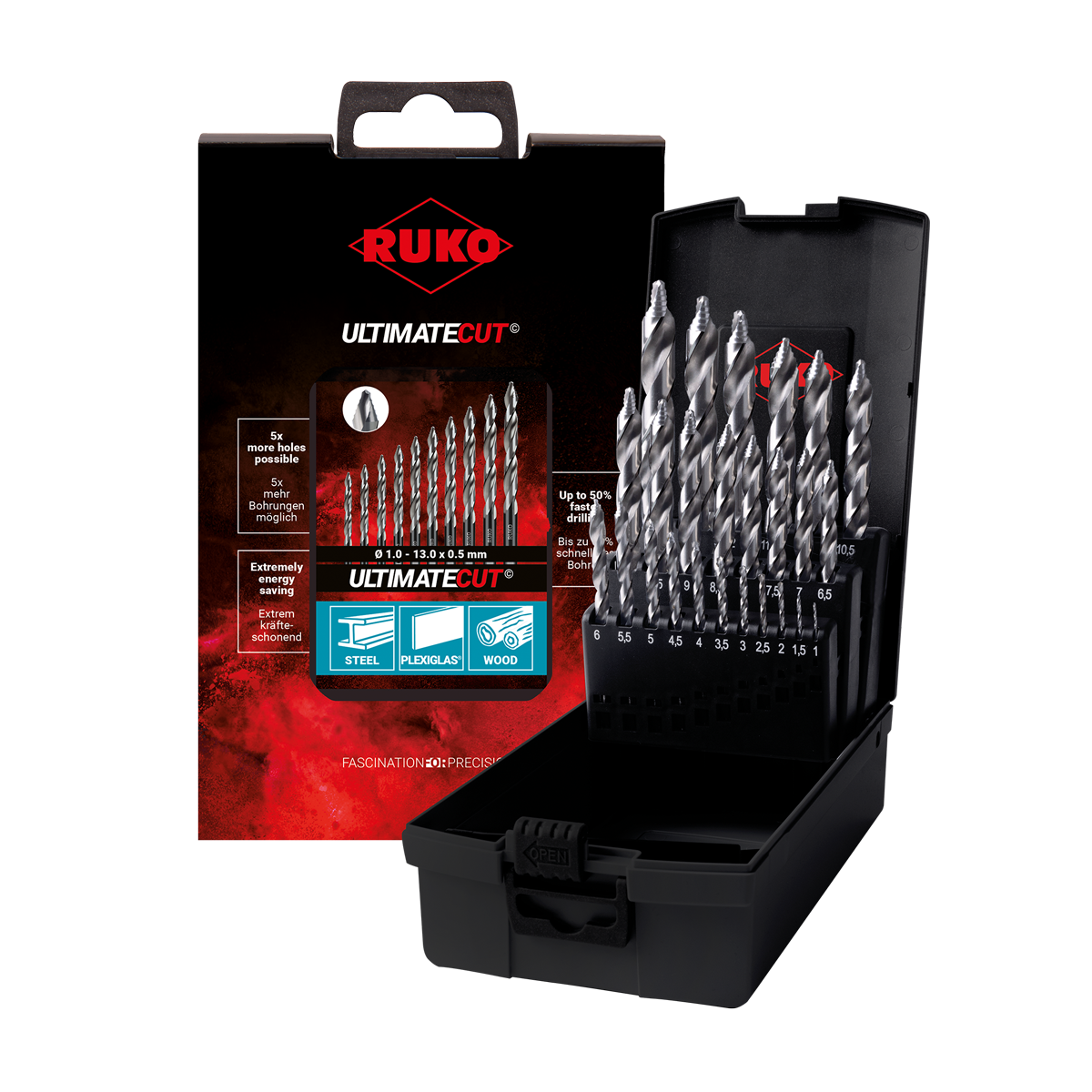 RUKO Ultimatecut Spiralborr Flowstep 1-13 mm