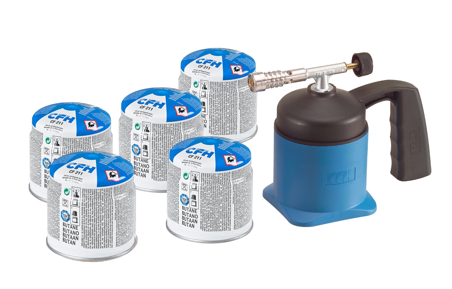 CFH gasbrännare inkl 5 butangasbehållare 190 g
