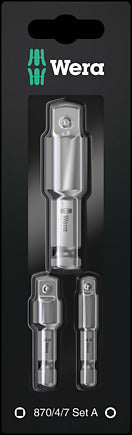 WERA 870/4/7 Set A SB Adaptor-set 870/4 1 x 1/4"x50; 1 x 3/8"x50;870/7 1 x 1/2"x75;
