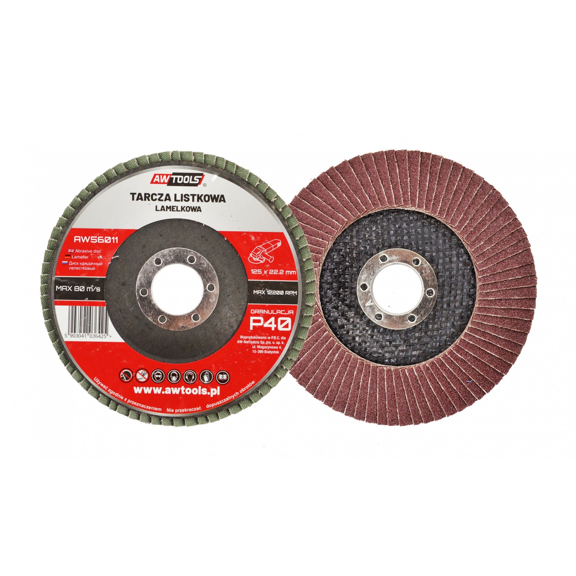 Lamellslipskiva 125 mm – olika kornstorlekar