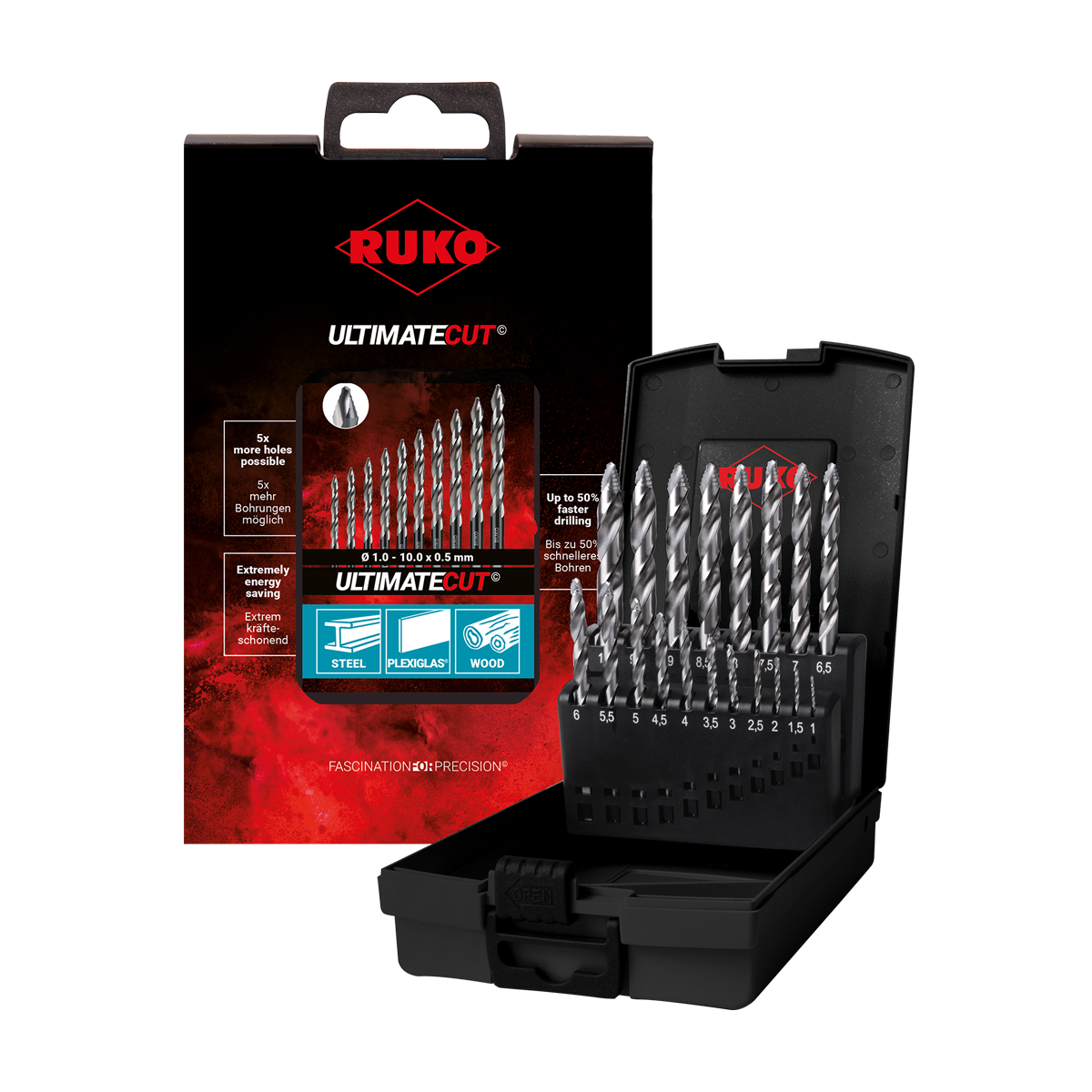 RUKO Ultimatecut Spiralborr Flowstep 1-10 mm