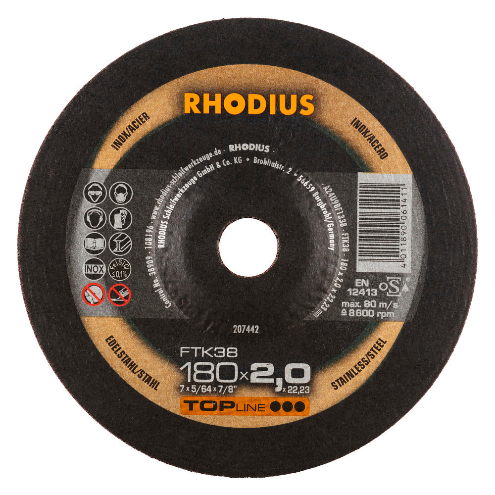RHODIUS FTK38 Kapskiva 180x2,0x22,23 (25 förp)