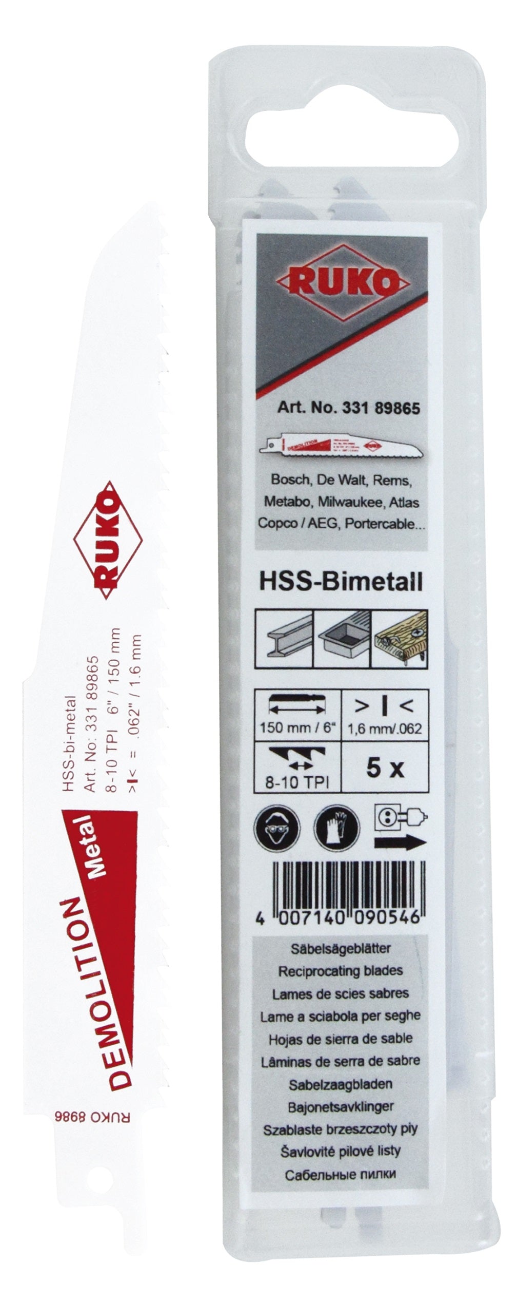 RUKO Tigersågblad 8988-5 228mm 6 tpi