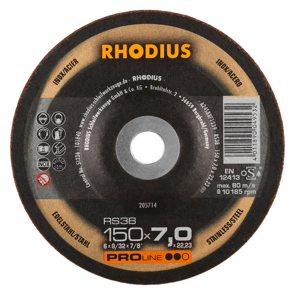 RHODIUS RS38 Slipskiva 150x7x22,23 (10/förp)
