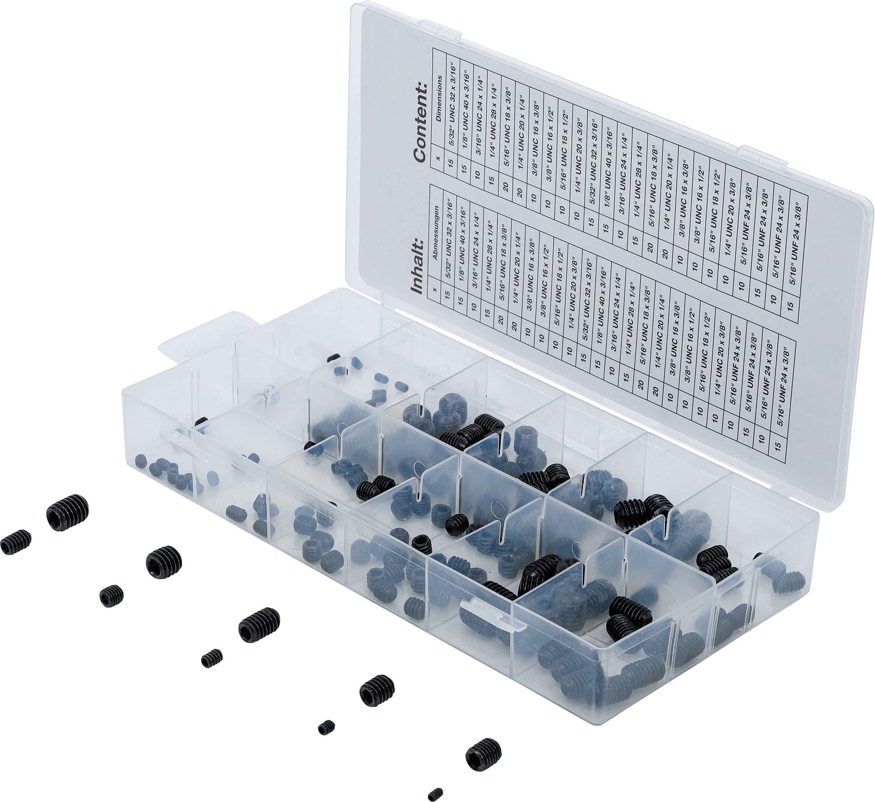Stoppskruv-sortiment | Tumstorlekar | 160 delar