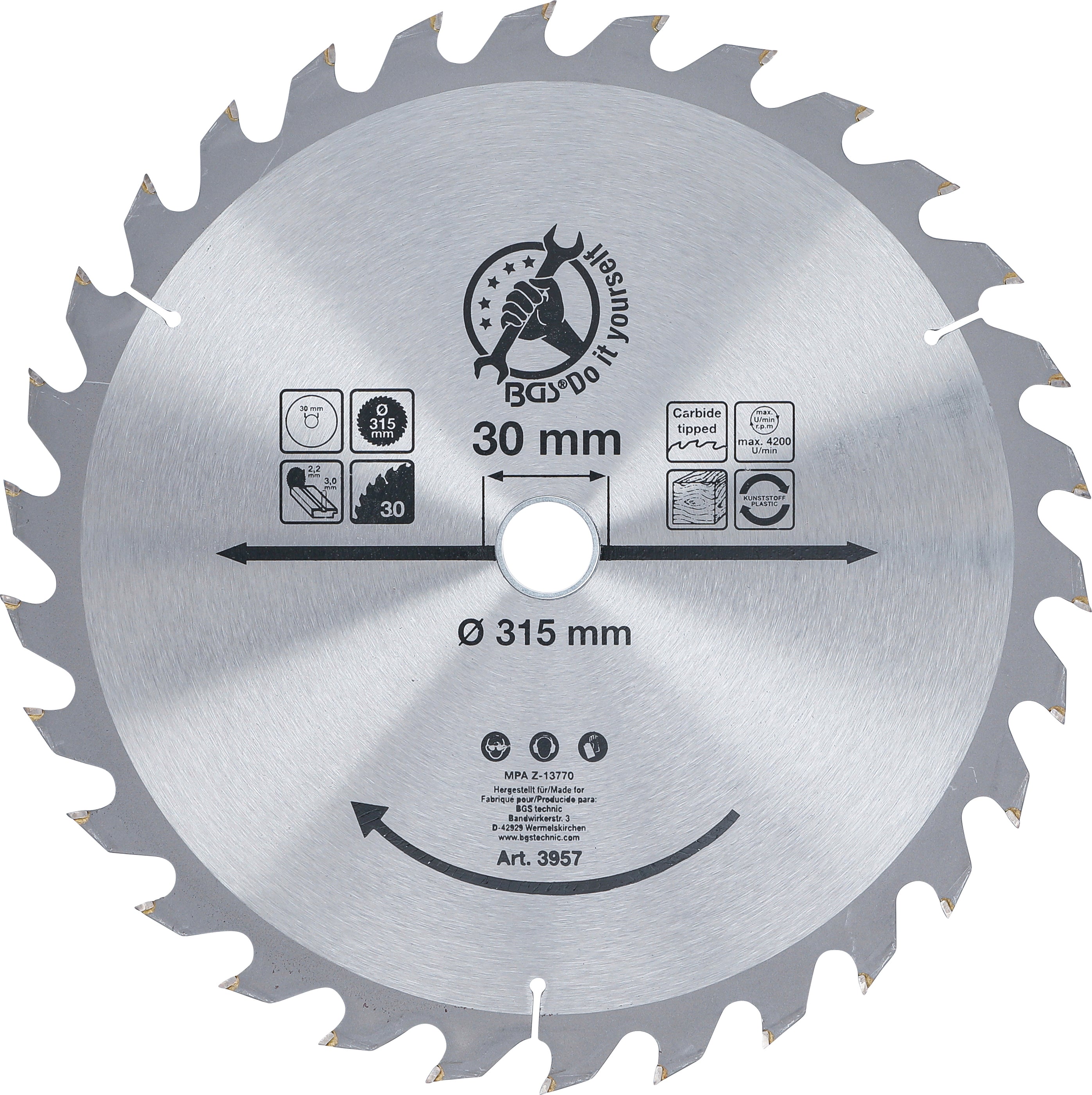 Hårdmetall-Cirkelsågblad | Ø 315 x 30 x 3,0 mm | 30 tänder