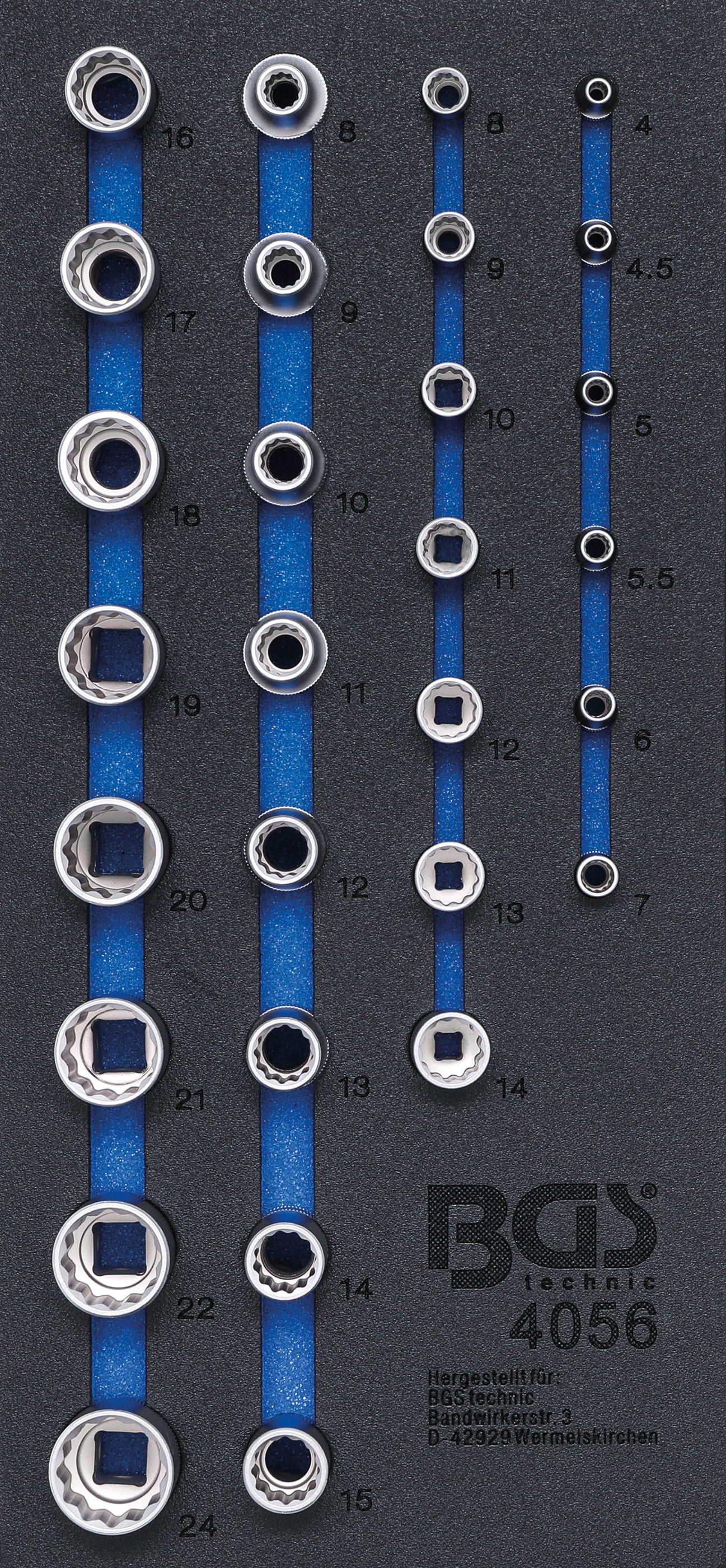 Verkstadsvagninlägg 1/3: Hylsaer | Tolvkant | 6,3 mm (1/4") / 12,5 mm (1/2") | 29 delar