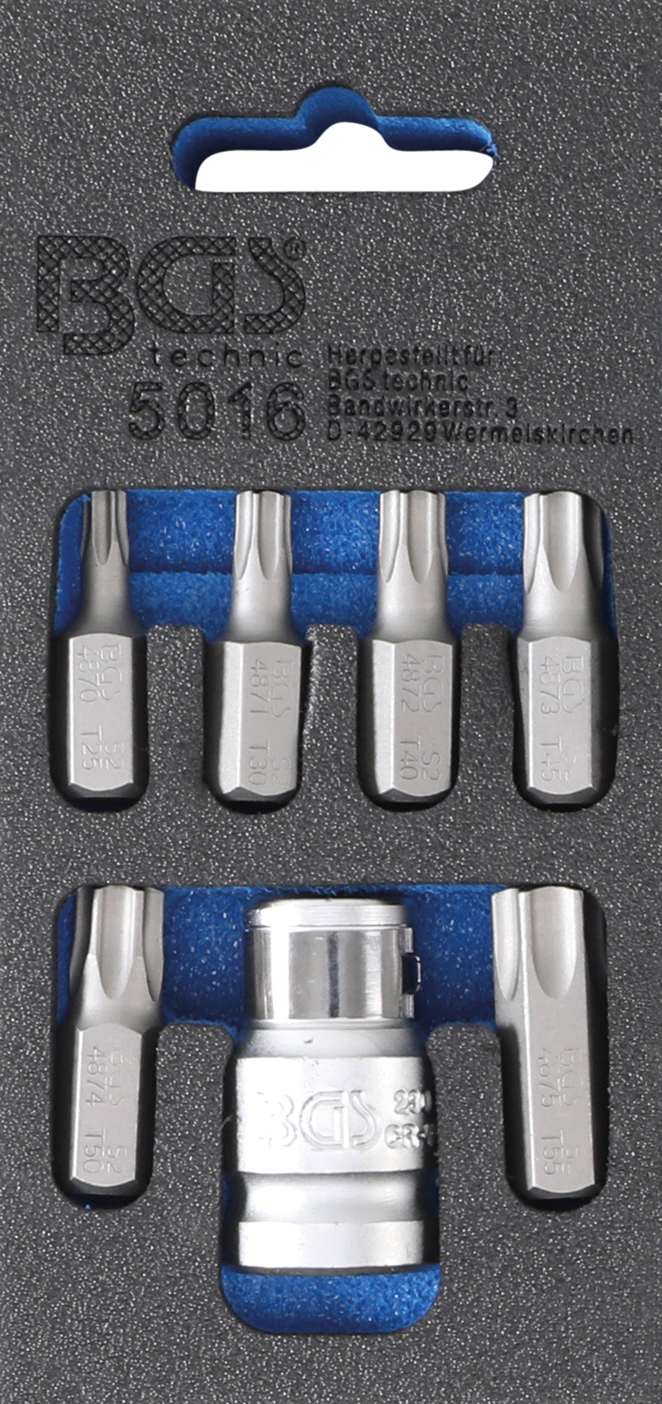 Skruvmejsel-Bit-sats | Yttre sexkant 10 mm (3/8") | T-Profil (för Torx) | 7 delar