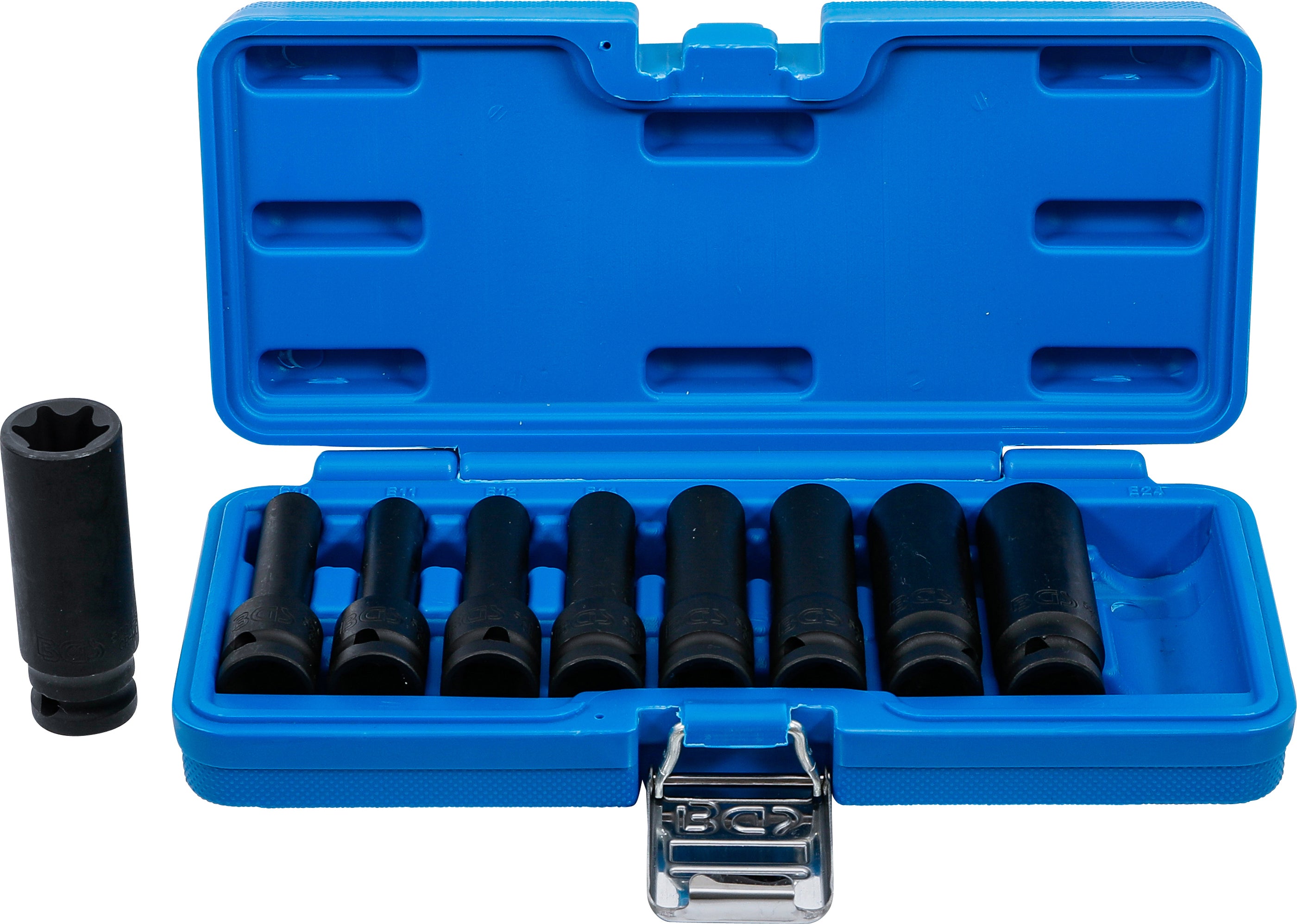 Krafthylsa-sats E-Profil, djup | 12,5 mm (1/2") | E10 - E24 | 9 delar