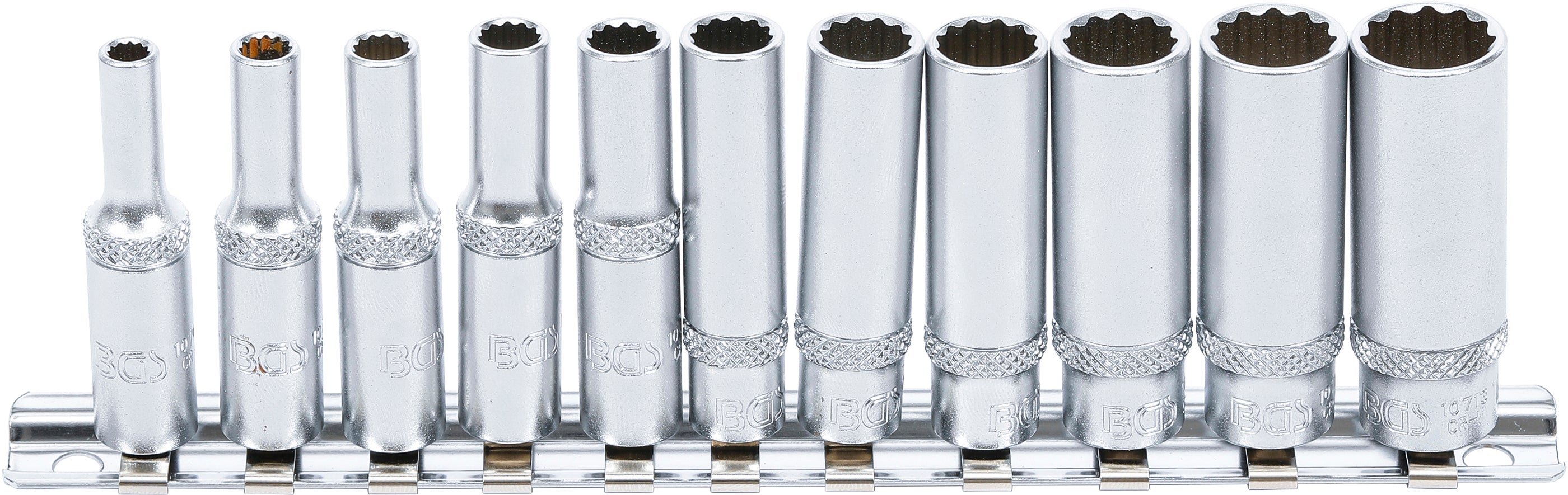 Hylsa-sats Tolvkant, djup | 6,3 mm (1/4") | 4 - 13 mm | 11 delar