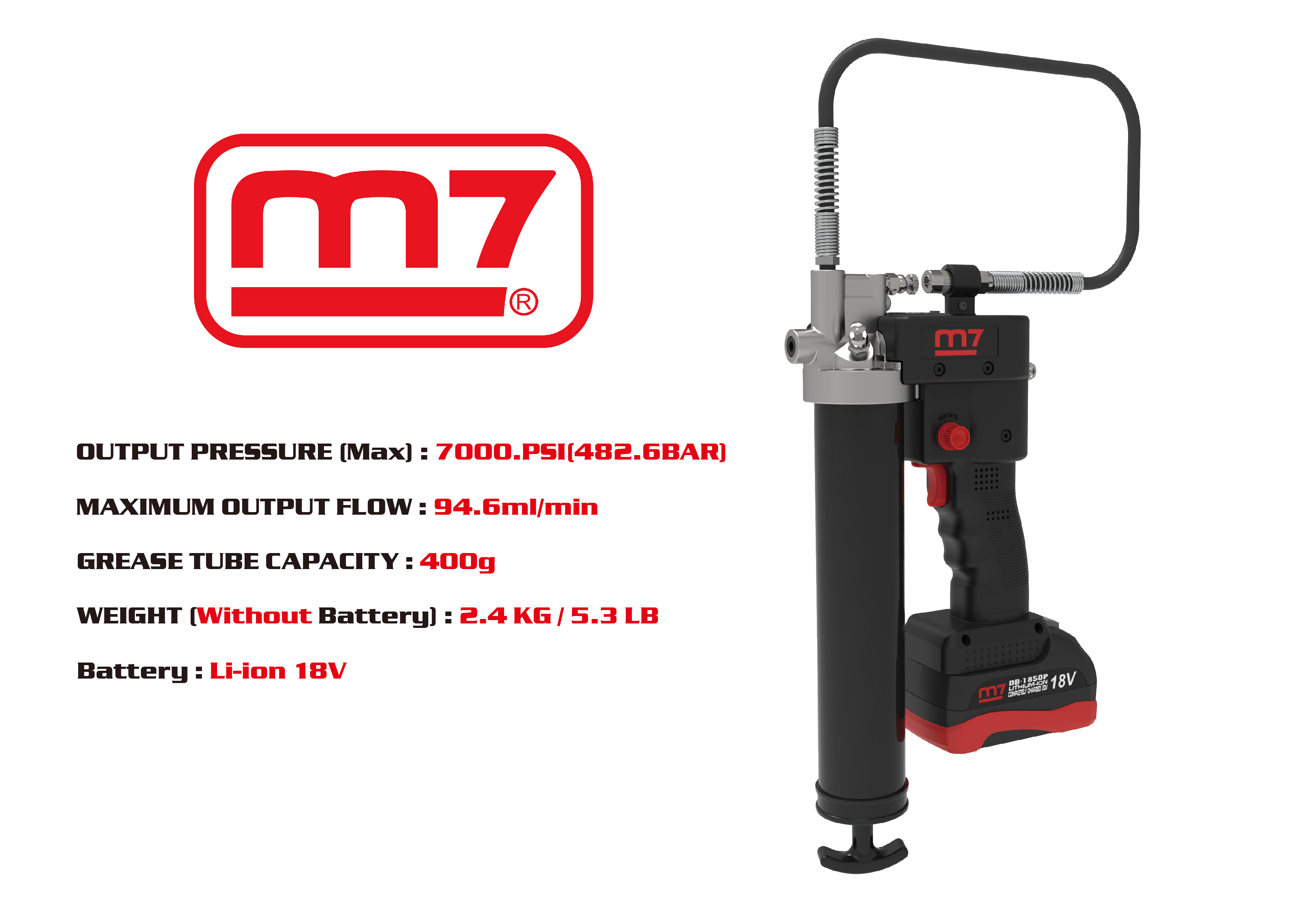 m7 Fettspruta 18V exkl. batteri & laddare