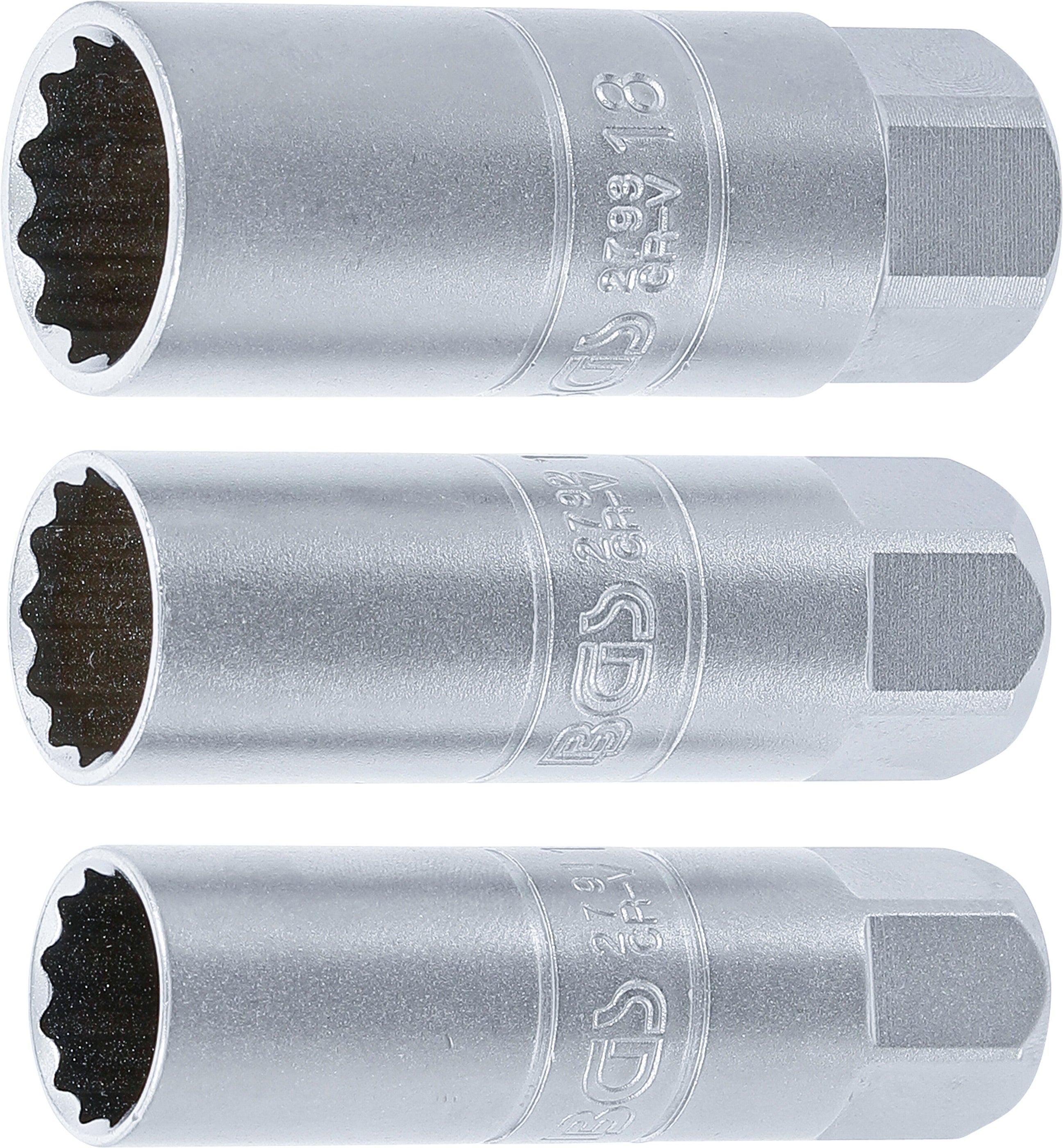 Tändstift-hylsa-sats tolvkant | 10 mm (3/8") | 14 - 16 - 18 mm | 3 delar