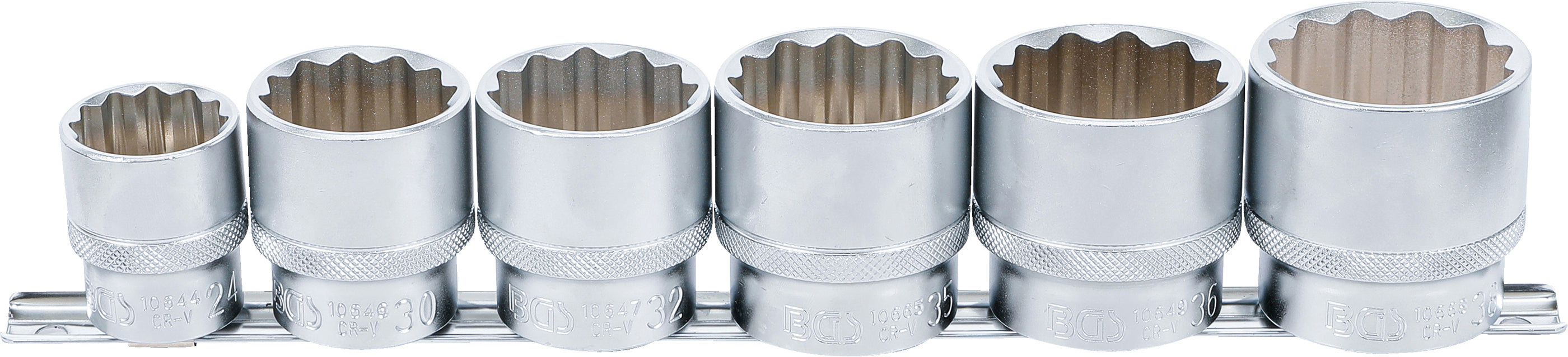 Hylsa-sats, Tolvkant | 12,5 mm (1/2") | 24 - 38 mm | 6 delar